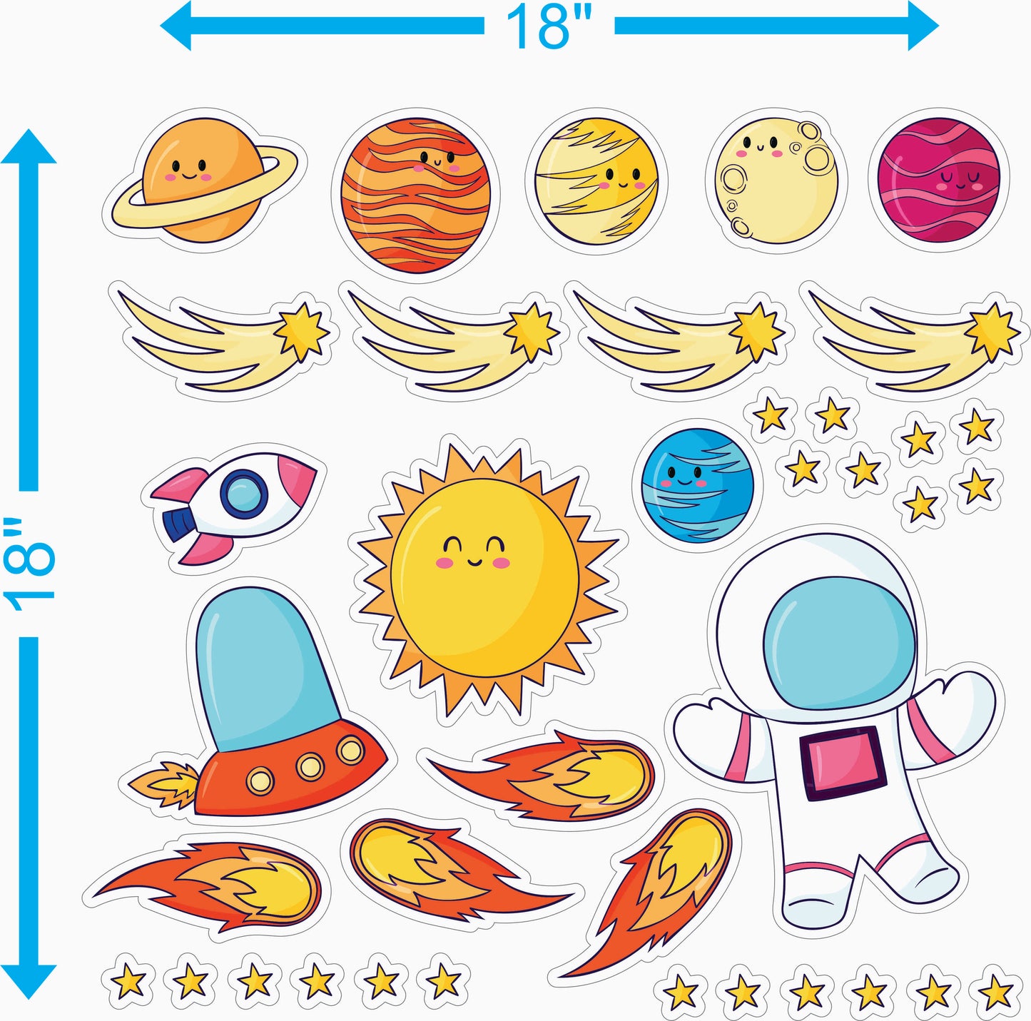 Space Adventure Sticker Pack — 18x18 in
