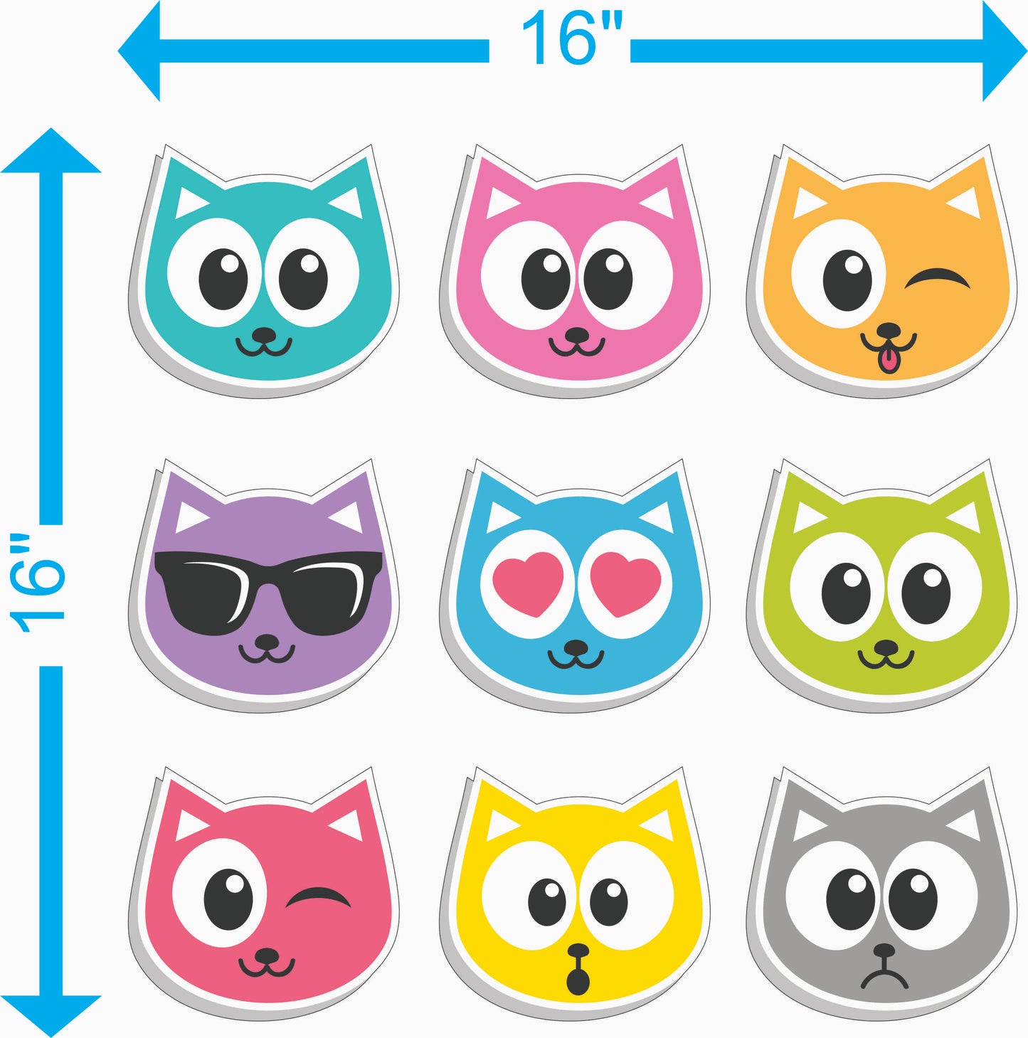 Cute Cat Face Sticker Pack – 9 Designs