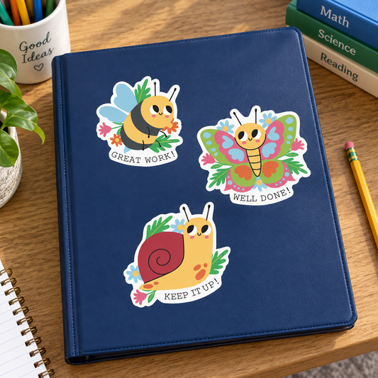 Application example — Motivational Bug Sticker Sheet – 5 Designs
