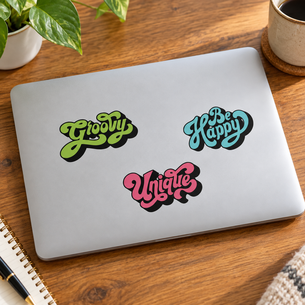 Application example — Retro Typography Sticker Pack — 12x18 in Vinyl Sheet