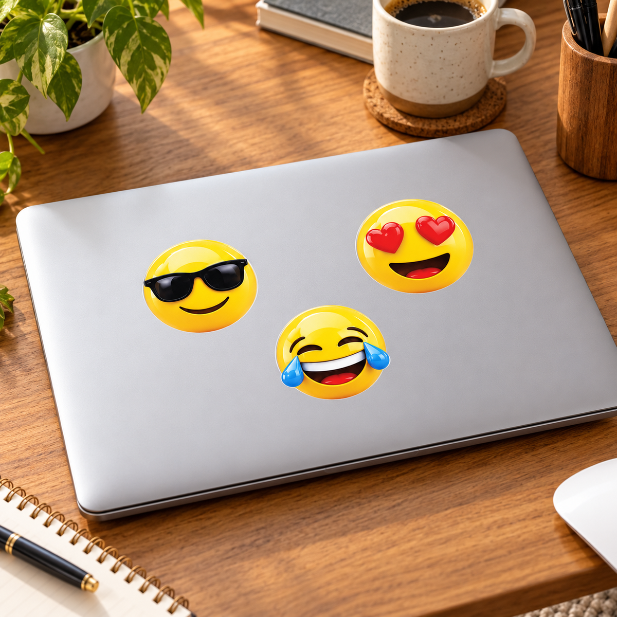 Application example — 😄 Emoji Face Sticker Pack – Adhesive Vinyl Sheet (18x14 in)