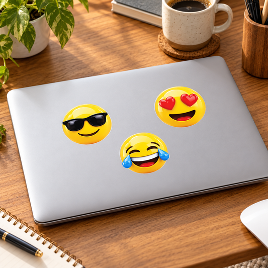 Application example — 😄 Emoji Face Sticker Pack – Adhesive Vinyl Sheet (18x14 in)