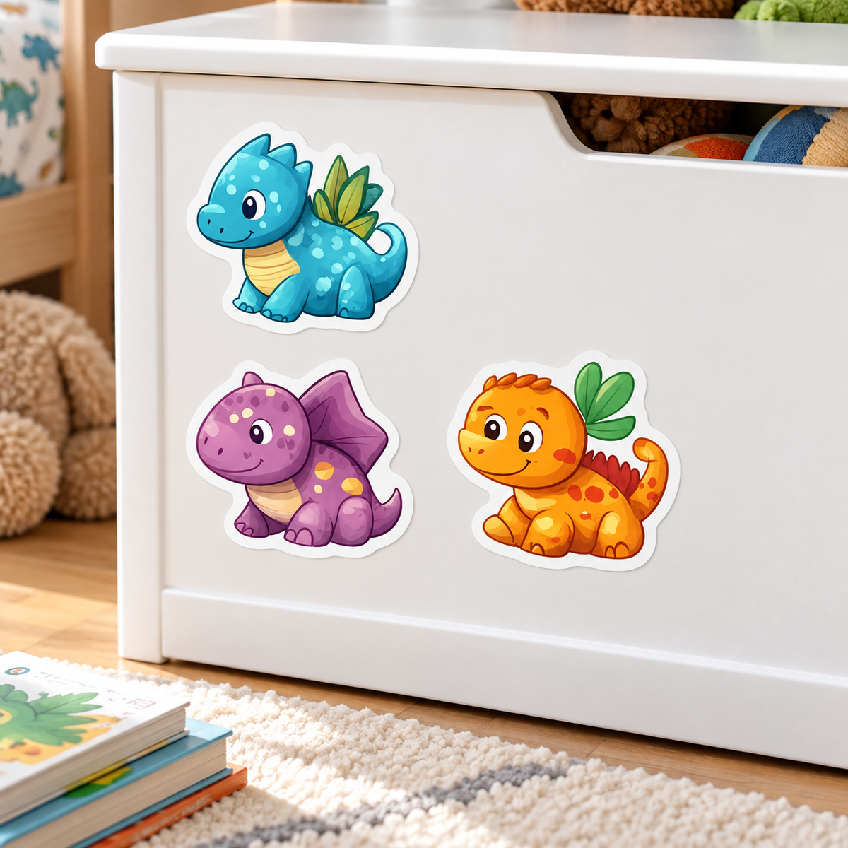 Application example — Cute Plant‑Back Dino Sticker Pack — 18×18 in