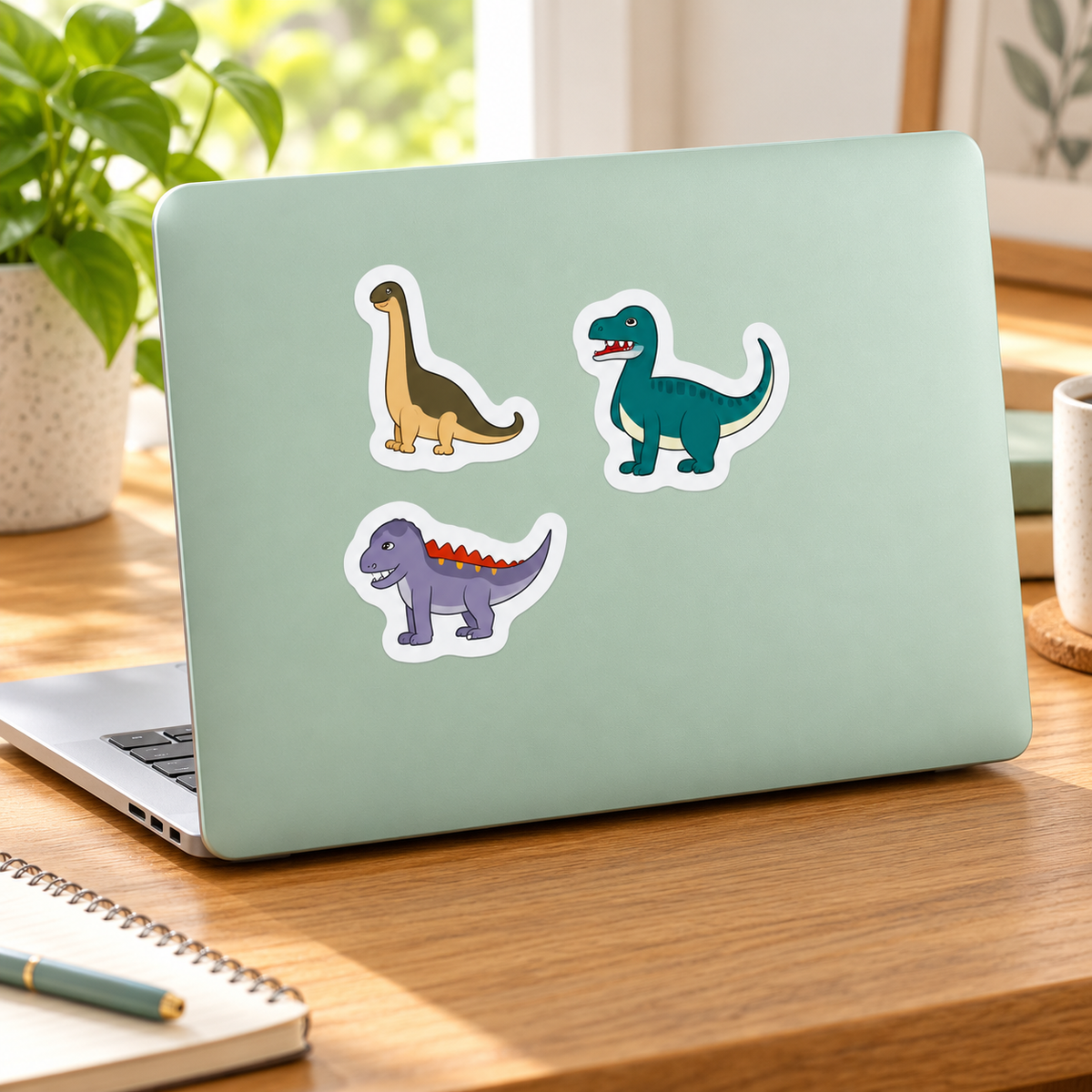 Application example — Classic Cartoon Dinosaur Sticker Pack — 18×18 in