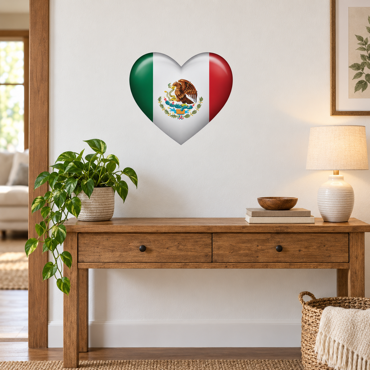 Application example — 🇲🇽 Mexican Flag Heart Vinyl Sticker — 18×18 in