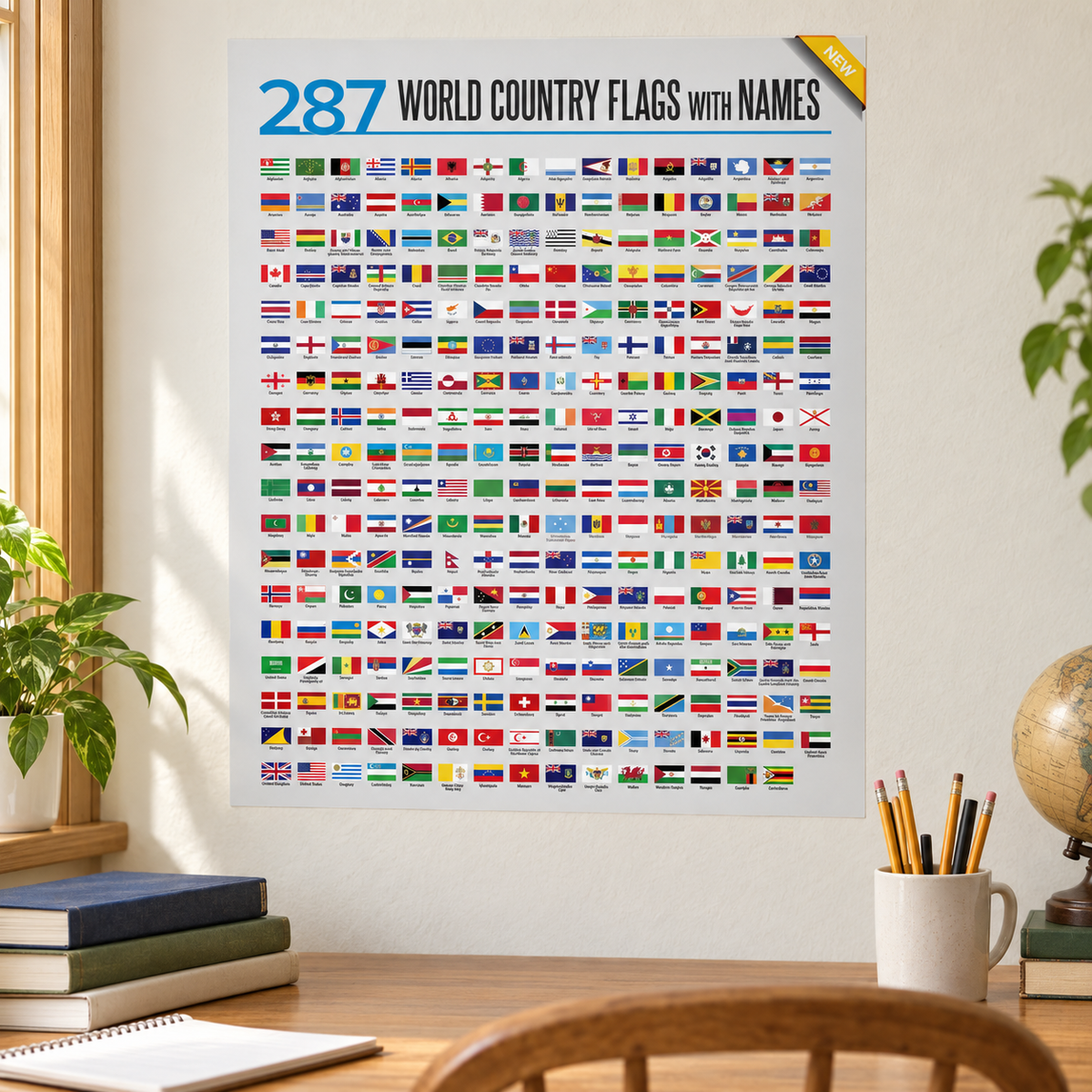 Application example — 287 World Country Flags Adhesive Vinyl Poster