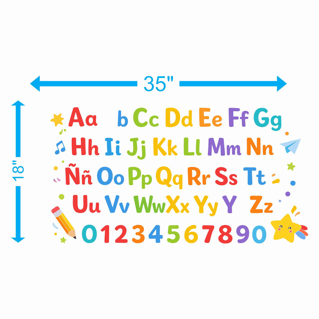 Colorful Alphabet & Numbers Educational Vinyl (18 × 34 in)
