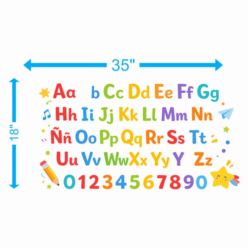 Colorful Alphabet & Numbers Educational Vinyl (18 × 34 in)