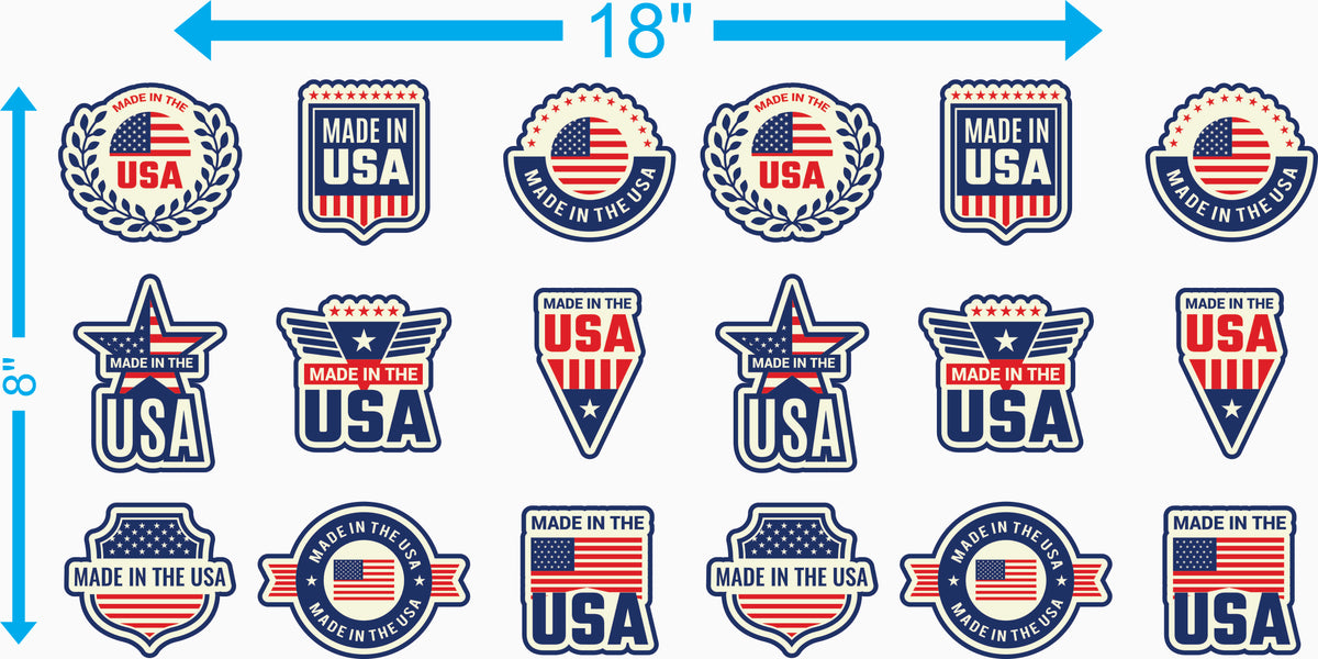 Made in USA Vinyl Label Sticker Sheet — 18 × 8 in