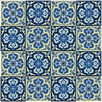 Blue & Yellow Vintage Tile Pattern — 18×18 in