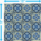 Blue & Yellow Vintage Tile Pattern — 18×18 in