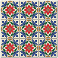Multicolor Folk Floral Tile Pattern — 18×18 in