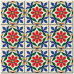 Multicolor Folk Floral Tile Pattern — 18×18 in