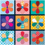 Patchwork Flower Quilt Tile — 18×18 in