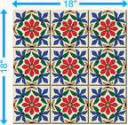 Multicolor Folk Floral Tile Pattern — 18×18 in