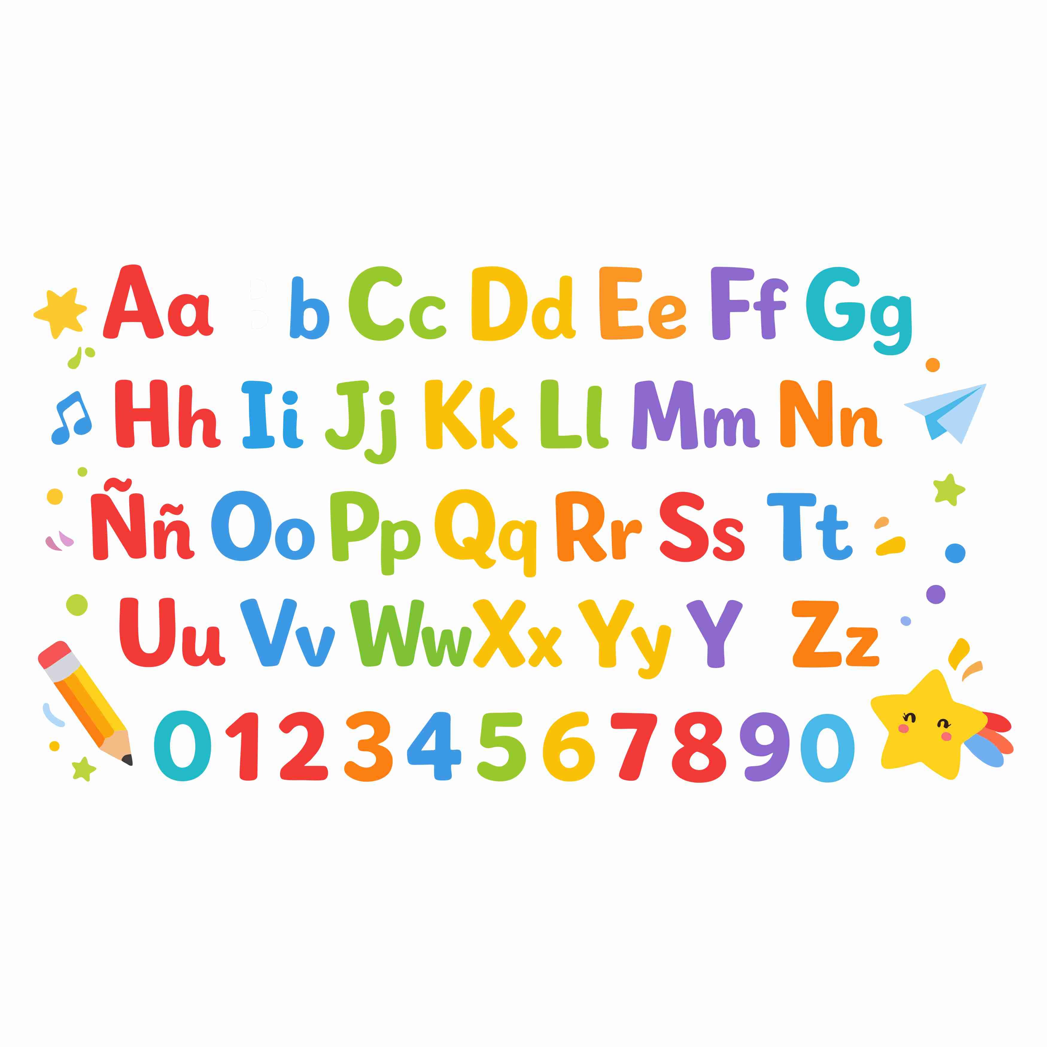 Colorful Alphabet & Numbers Educational Vinyl (18 × 34 in)
