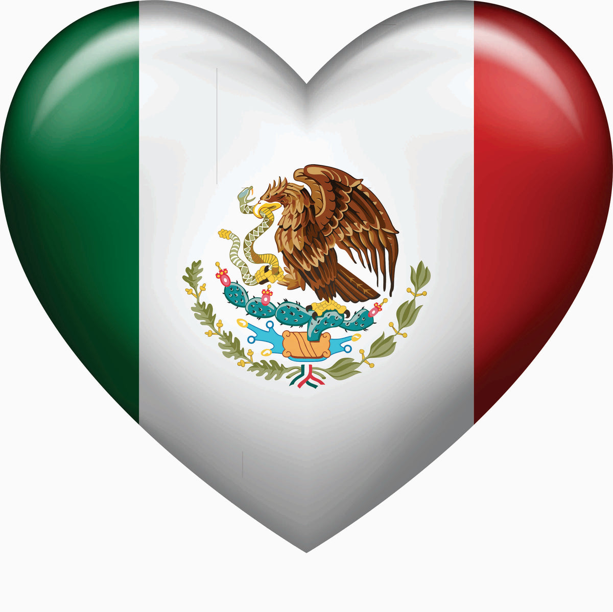 Mexican Flag Heart Vinyl Sticker — 18 × 18 in