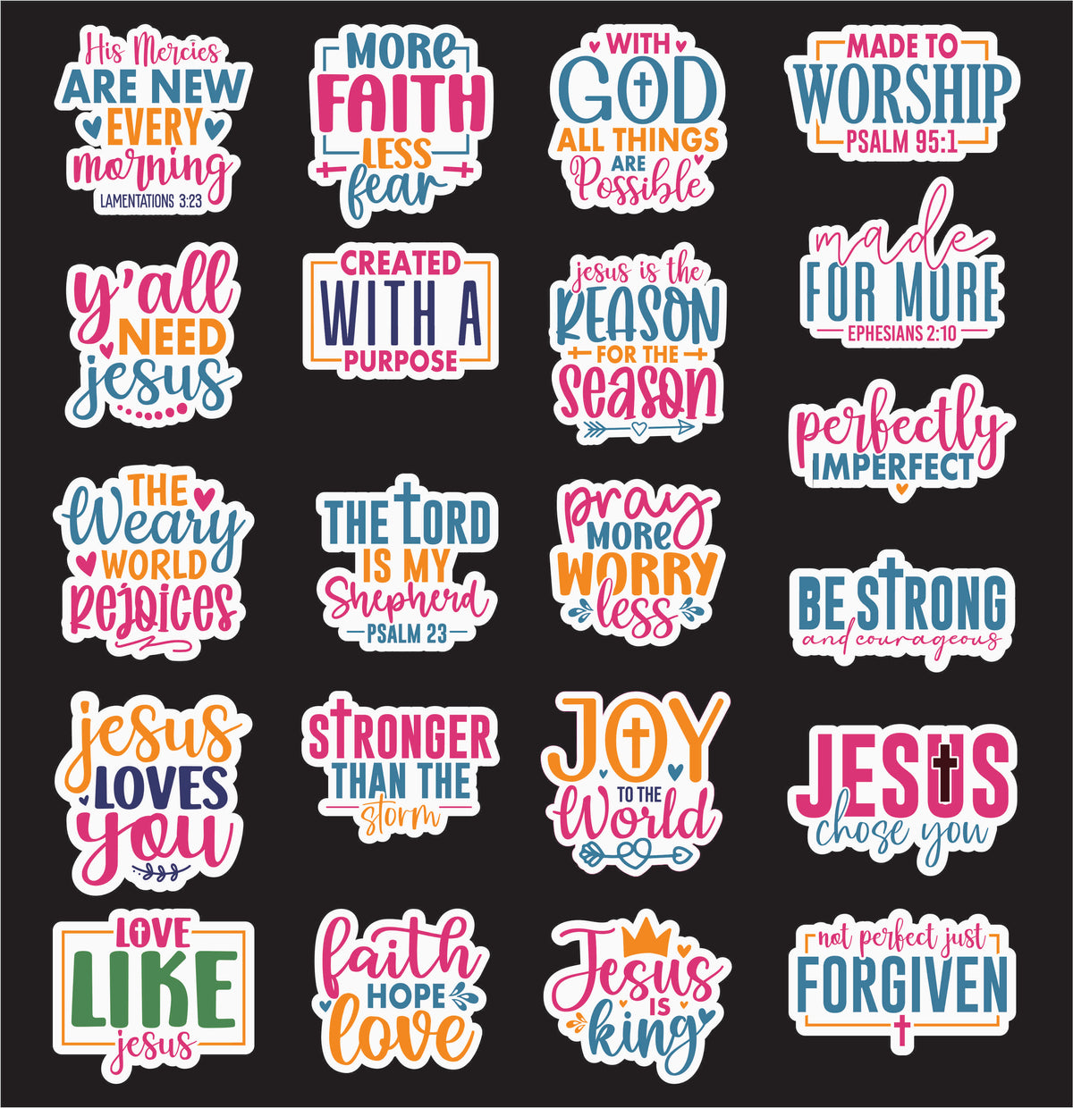 Christian Inspirational Vinyl Sticker Sheet — 18 × 20 in