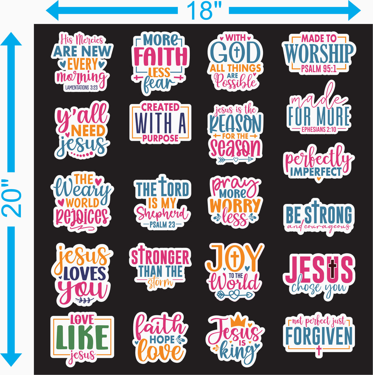 Christian Inspirational Vinyl Sticker Sheet — 18 × 20 in