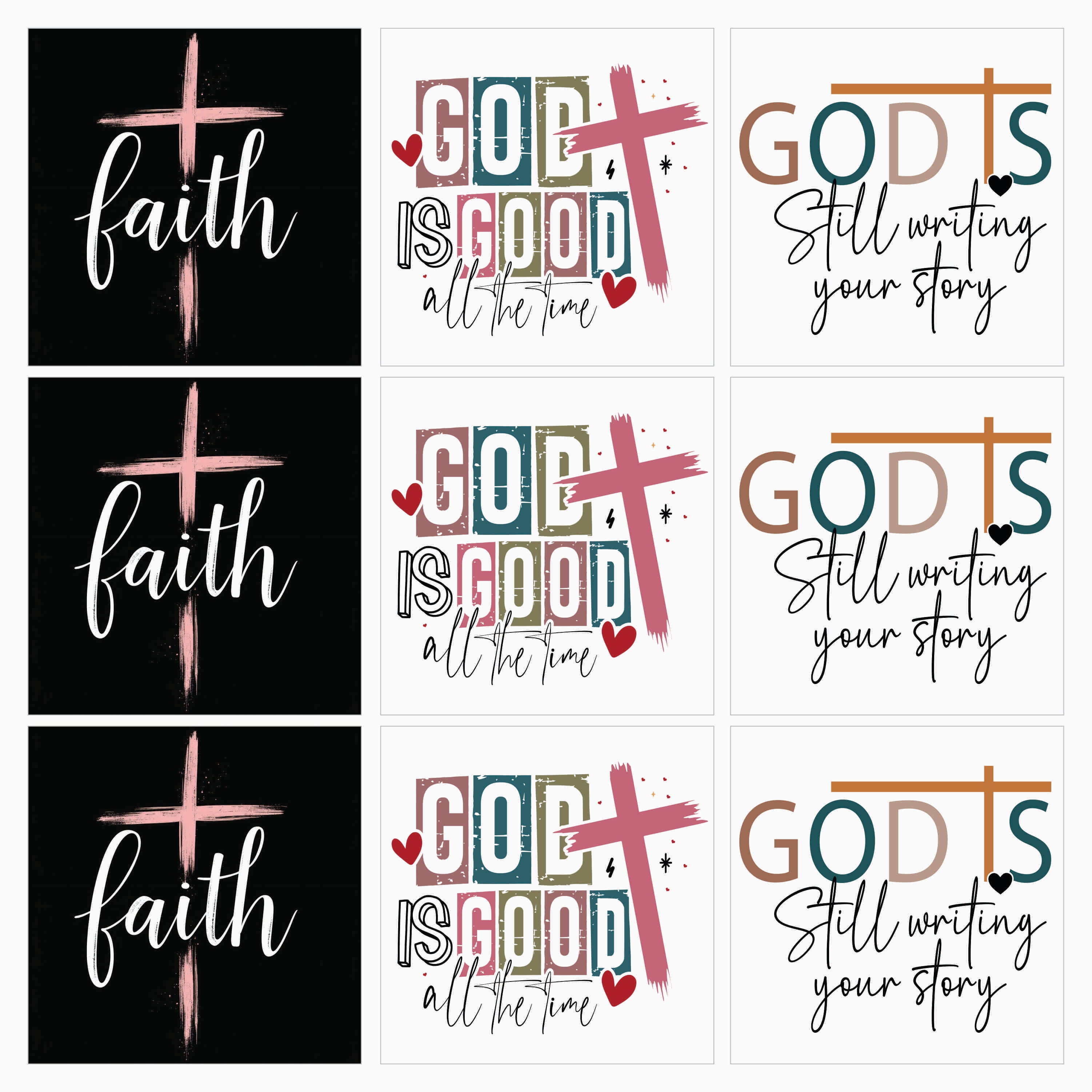 Faith Sticker Set – 9 Individual Designs (3 Styles)