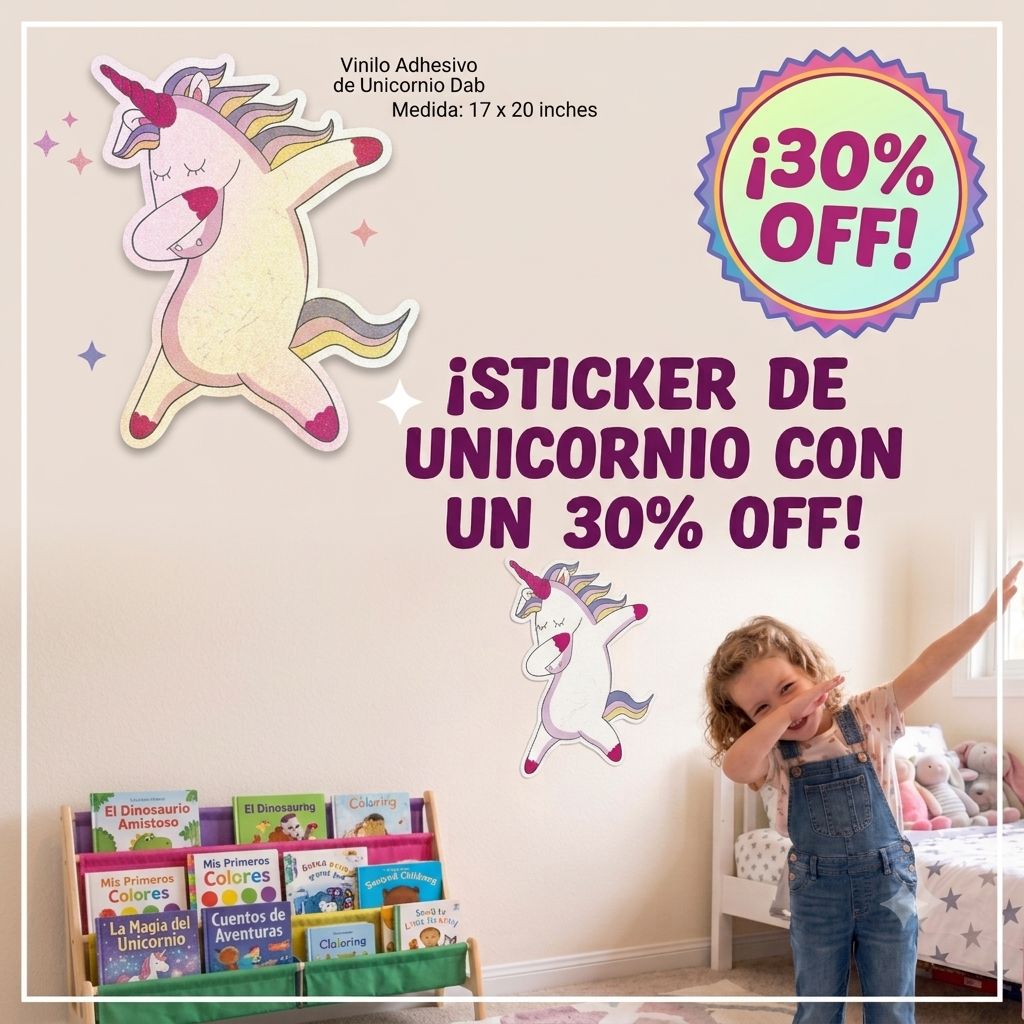 Dabbing Unicorn Sticker — 17x20 in Premium Vinyl