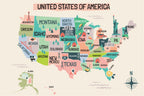 United States Illustrated Map – 18×12 inches