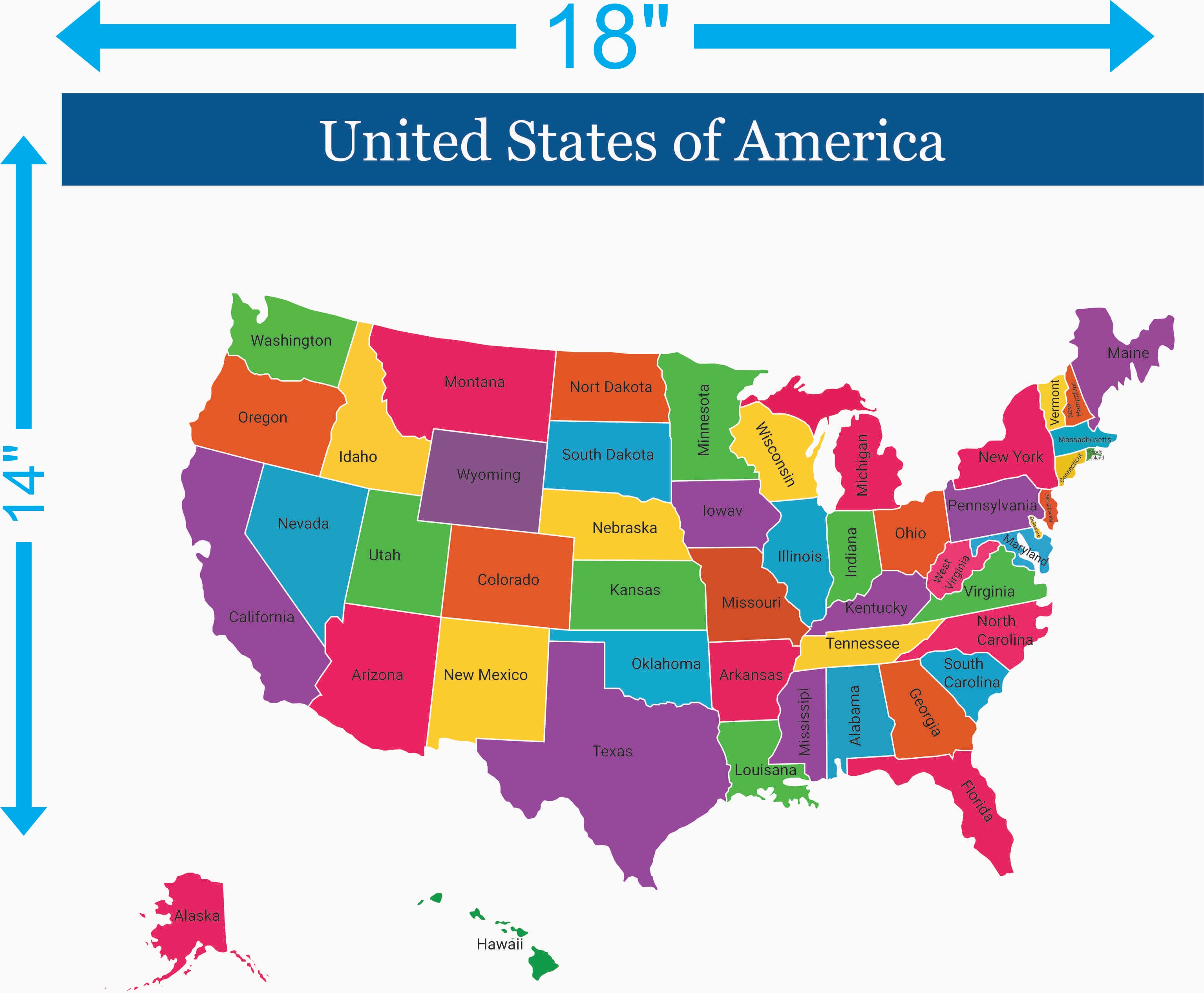 United States Map – 18×14 inches