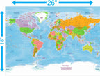 World Map in French – Educational Adhesive Vinyl (26x18 in)