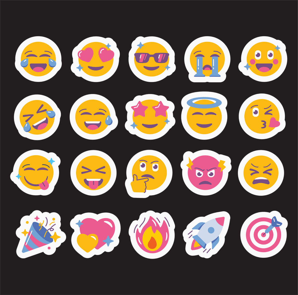 Emoji & Icons Vinyl Sticker Sheet — 18 × 14 in
