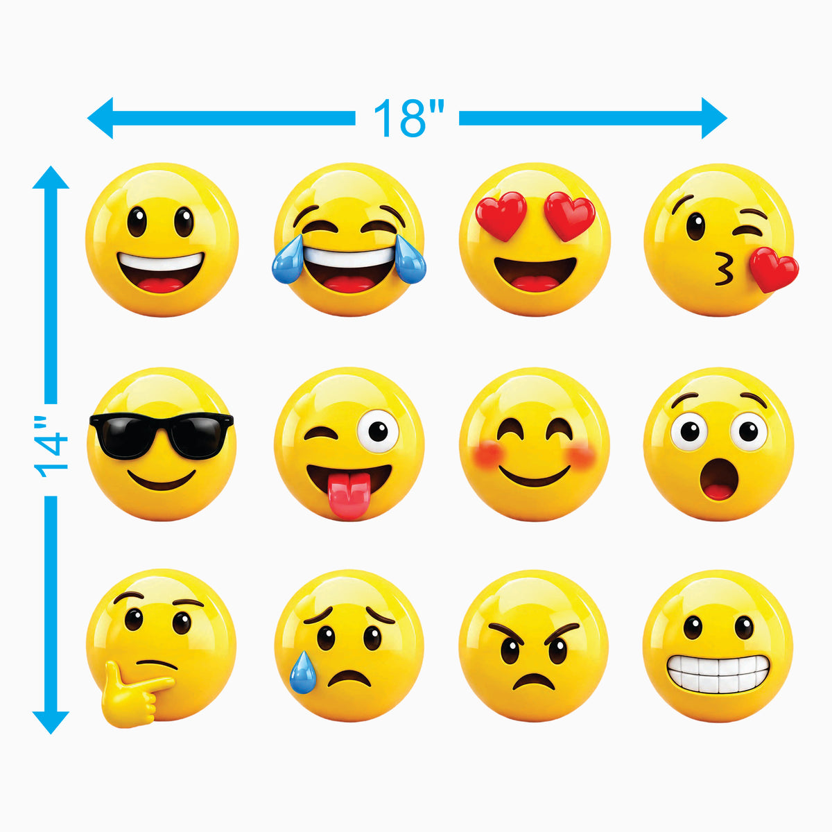 Emoji Faces Vinyl Sticker Sheet — 18 × 14 in