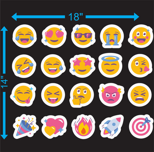 Emoji & Icons Sticker Sheet – Adhesive Vinyl (18x14 in)