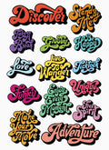 Retro Typography Sticker Pack — 12x18 in Vinyl Sheet