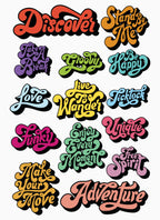 Retro Typography Sticker Pack — 12x18 in Vinyl Sheet