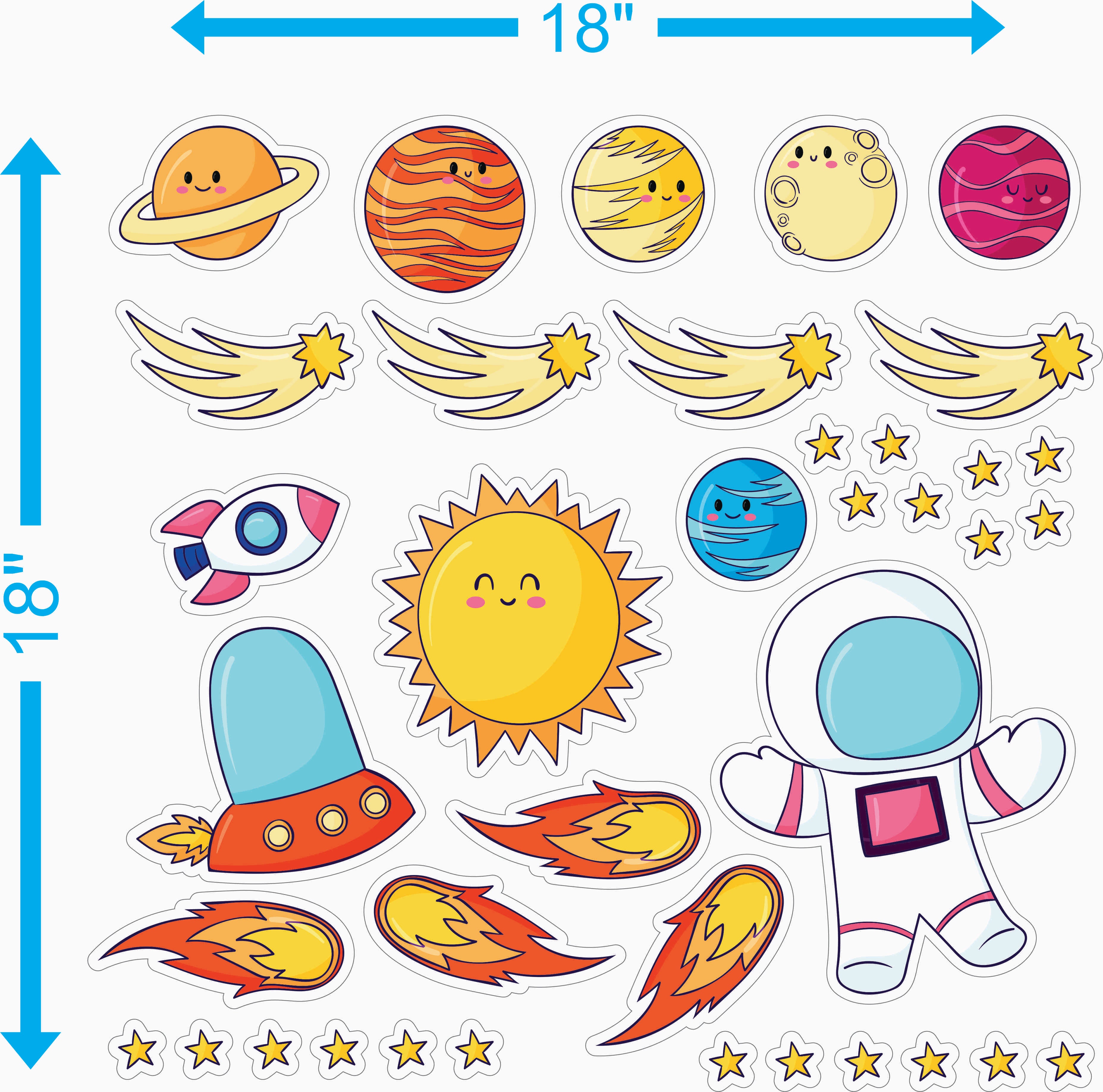 Space Adventure Sticker Pack — 18x18 in