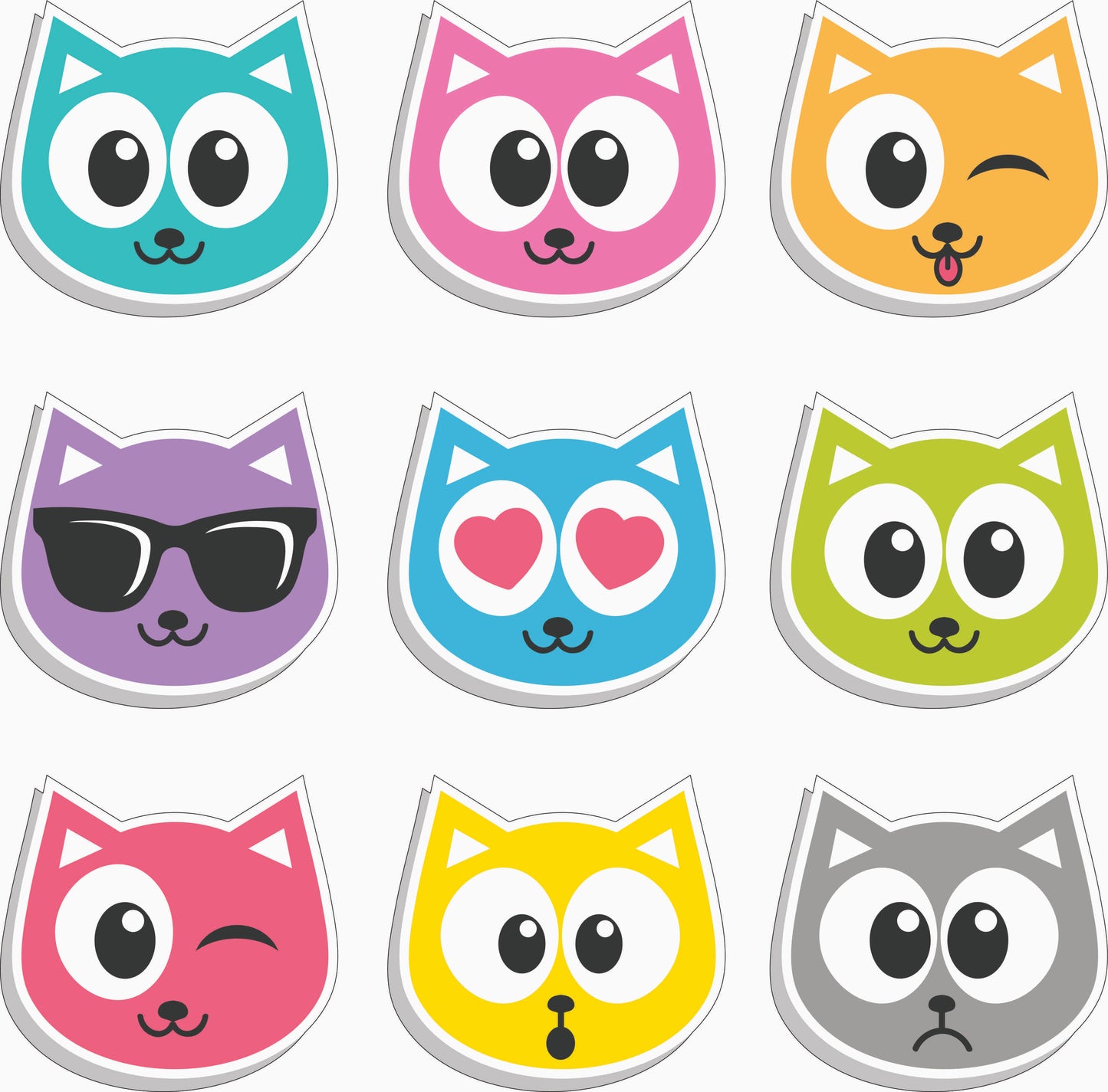 Cute Cat Face Sticker Pack – 9 Designs