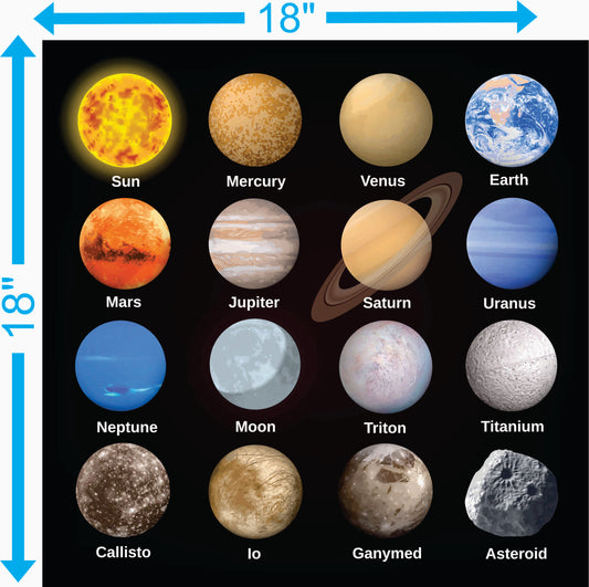 Solar System Celestial Grid Vinyl – 18 x 18 inche