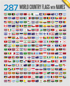 287 World Country Flags Adhesive Vinyl Poster