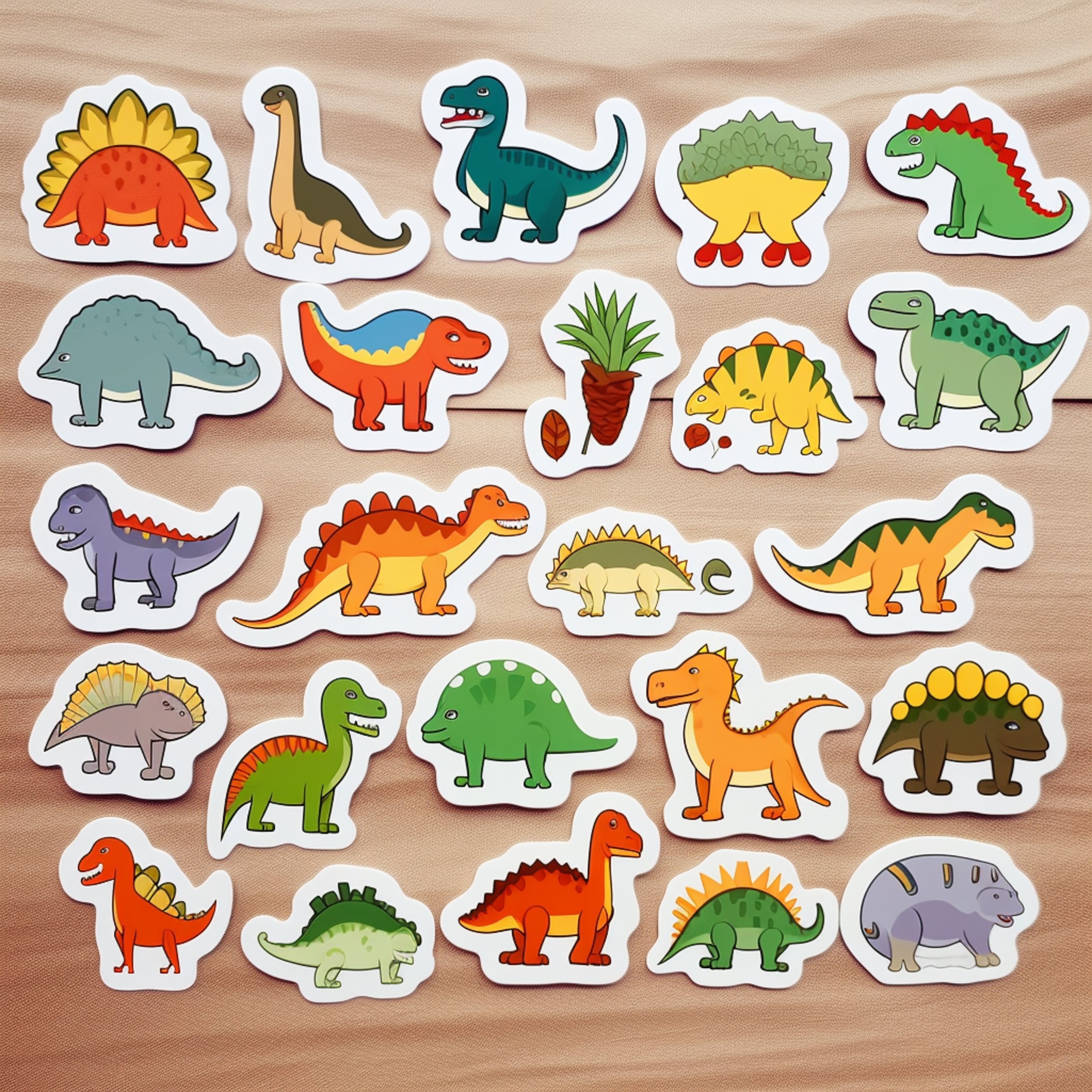 Classic Cartoon Dinosaur Sticker Pack — 18×18 in
